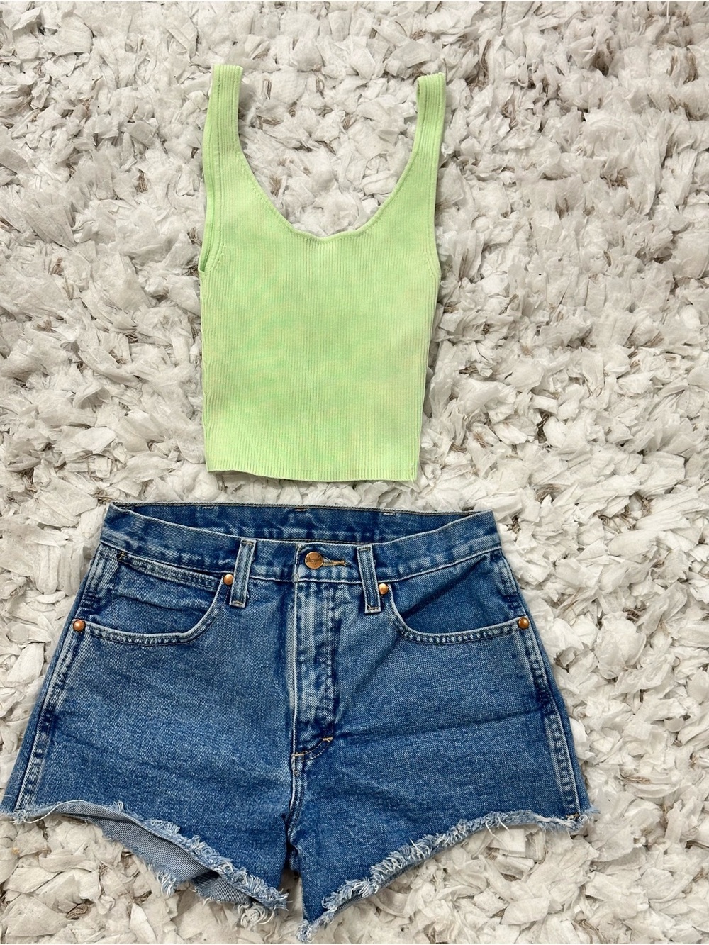 Zara Ribbed Knit Crop Tank Top Light Green Size S